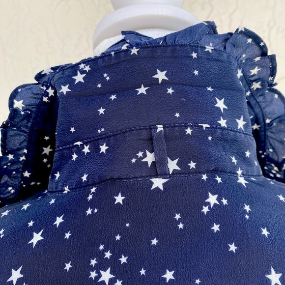 KATE SPADE Silk Navy Blue & Stars Dress Sz S Nautical Patriotic Summer 4th July - Picture 7 of 12